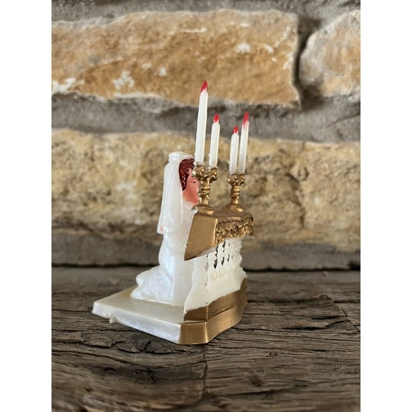 Vintage Plastic Praying Girl Alter Cake Topper 1st Communion Hong Kong JM - Picture 2 of 8